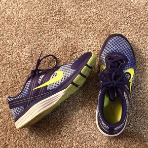 Sz 7.5 yellow & purple sneakers